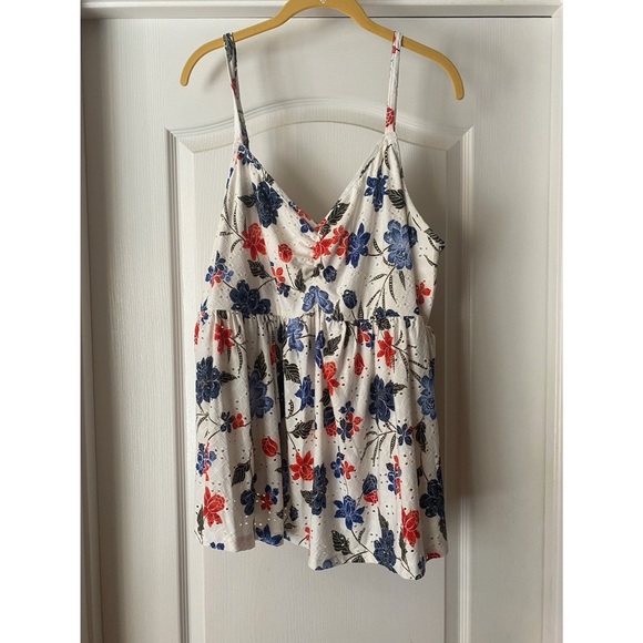 NWOT Torrid Size 3 White Eyelet Floral Design Tank Top - Picture 2 of 4